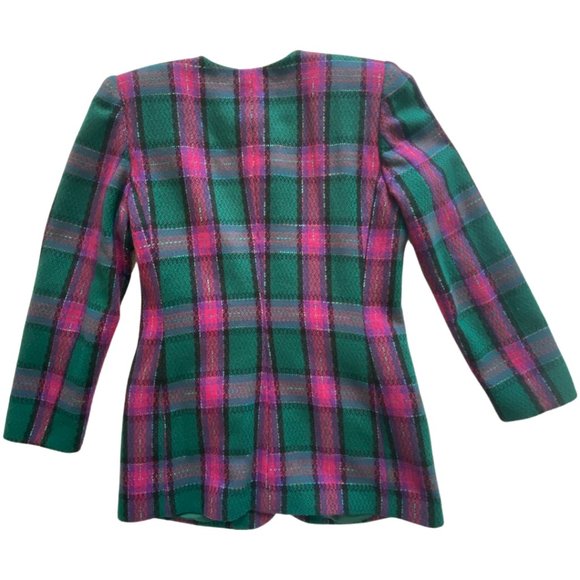 💕sold💕VINTAGE ROBINSON'S Blazer Jacket Purple Plaid Wool Blend - Picture 3 of 6